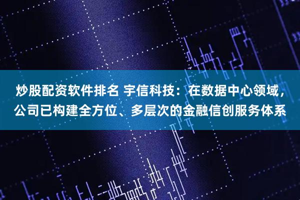 炒股配资软件排名 宇信科技:在数据中心领域,公司已构建全方位、多层次的金融信创服务体系